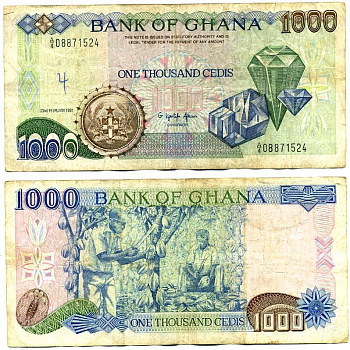 Гана 1000 седи 1991 22 февраля 1991 Pick 29а бумага 444-140-2