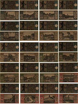 БЕРЛИН, ГЕРМАНИЯ НАБОР ИЗ 20 БАНКНОТ 1921 НОТГЕЛЬД, ЗЕМЛЯ ПРУССИЯ, 2 СЕНТЯБРЯ 1921, 20 х 50 ПФЕННИГОВ ARNOLD KELLER 92.1 бумага 7523-11-3-1