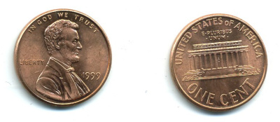 США 1 цент 1999 Авраам Линкольн KM 201b цинк плакированный медью UNC 4364-316