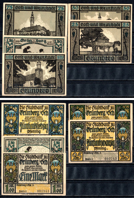 Грюнберг (Силезия) набор из 5 нотгельдов ND 7556-71-2-1