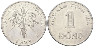 Южный Вьетнам 1 донг 1971 KM 12 алюминий aUNC 4121-1233