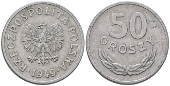 Польша 50 грошей 1949 KM 44а, Parchimowicz 209b алюминий 210-1234