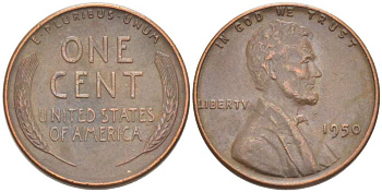 США 1 ЦЕНТ 1950 ЛИНКОЛЬН KM А132 медь цинк 3309-557