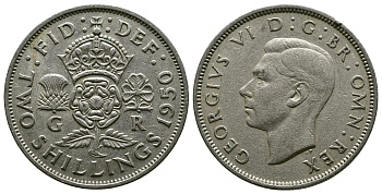 Великобритания 2 шиллинга (флорин) 1950 Георг VI (1936-1952) KM 878, Spink 4107 медно-никель 4381-1245