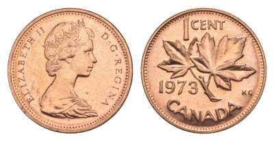 Канада 1 цент 1973 Елизавета II (1952-2022), кленовый лист KM 59.1 бронза PROOF-LIKE (BU) 4630-916