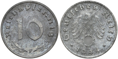 Германия 10 рейхспфеннигов 1944 J KM 101, J.371 цинк 4151-328