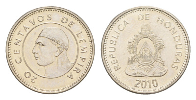 Гондурас 20 сентаво 2010 KM 83a.2 сталь плакированная никелем UNC 4644-253