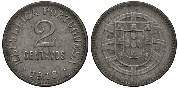 Португалия 2 сентаво 1918 Республика KM 567 железо 00-803-11