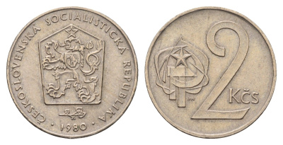 Чехословакия 2 кроны 1980 KM 75 медно-никель UNC 4678-651