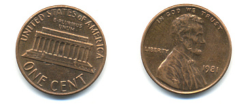 США 1 ЦЕНТ 1981 ЛИНКОЛЬН KM 201 медь цинк 86-127