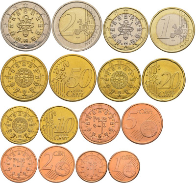 ПОРТУГАЛИЯ ЕВРОНАБОР ИЗ 8 МОНЕТ 2006 1, 2, 5, 10, 20, 50 ЕВРОЦЕНТОВ, 1 И 2 ЕВРО UNC 183-1041