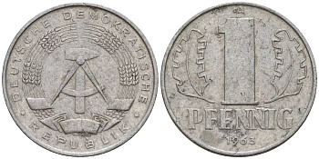 ГДР 1 пфенниг 1963 A KM 8.1 алюминий 39-1154