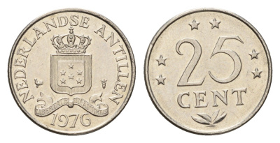 Нидерландские Антильские острова (Нидерландские Антилы) 25 центов 1976 Юлиана (1948-1980) KM 11 никель UNC 4588-739