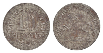Брауншвейг 10 пфеннигов 1920 Funck 56.5, Men05 3454.11, Men18 4388.11 железо 54-232