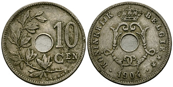 Бельгия 10 сантимов 1904 Belgie KM 53 медно-никель 4172-1132
