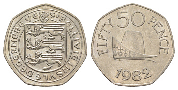 Гернси 50 пенсов 1982 KM 34 медно-никель aUNC 4185-213