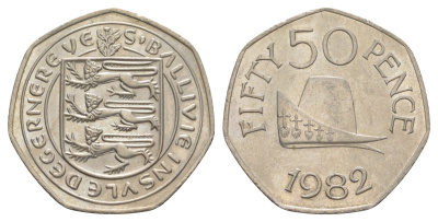 Гернси 50 пенсов 1982 KM 34 медно-никель aUNC 4185-213