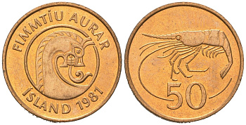 Исландия 50 эйре 1981 KM 26 бронза UNC 192-443