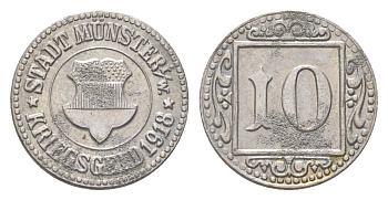 Мюнстер в Вестфалии 10 пфеннигов 1918 Funck 350.3A, Men18 22668.1 железо 4708-917