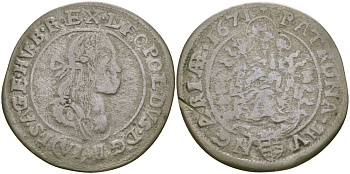 Венгрия 6 крейцеров 1671 Леопольд I (1658-1705) KM 164 серебро 65-813