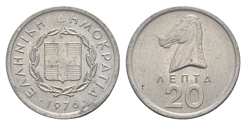 Греция 20 лепт 1976 KM 114 алюминий aUNC 220-1128