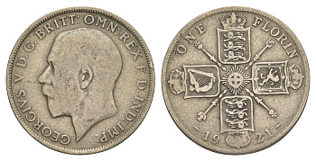 Великобритания 2 шиллинга = 1 флорин 1921 Георг V (1910-1936) KM 817a, Spink 4022 серебро 4638-444