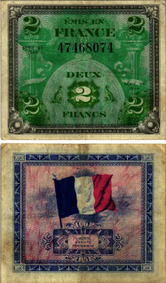 ФРАНЦИЯ 2 ФРАНКА 1944 ПЕРВЫЙ ДОПОЛНИТЕЛЬНЫЙ ВЫПУСК Pick 114a бумага 7183-14-2-2