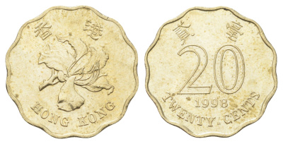 Гонконг 20 центов 1998 KM 67 никель латунь UNC 4701-232