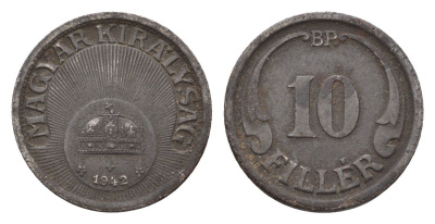 Венгрия 10 филлеров 1942 KM 507a железо 44-1256