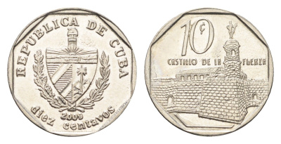 Куба 10 сентаво 2009 форт в Гаване Ла-Фуэрса KM 576 сталь плакированная никелем 4664-365