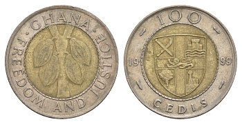 Гана 100 седи 1999 KM 32 биметалл 4656-725