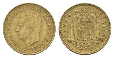 Испания 1 песета 1975 (79) Хуан Карлос I (1975-2014) KM 806 алюминиевая бронза 4674-449