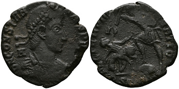 Римская Империя майорина 352 - 354 Констанций I FEL TEMP REPORATIO Сисция Good Very fine (степень редкости С2) RIC 346 бронза 1073-10-51