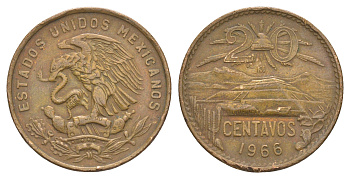 Мексика 20 сентаво 1966 KM 440 бронза 4650-1244