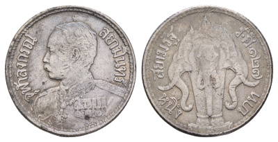 Таиланд (Сиам) ПОДДЕЛКА - 1 бат 1908 подделывались как с целью ущерба в пользу обращения, так и с целью обмануть коллекционеров. Данная "монета" сделана из серебра тип Y 39 серебро 413-2431