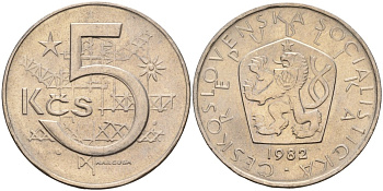 Чехословакия 5 крон 1982 KM 60 медно-никель 4150-1137