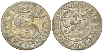 Рига 1 шиллинг (шеляг) 1600 Сигизмунд III (1587-1632), вес 1,02 гр. KM 5 серебро 1517-215
