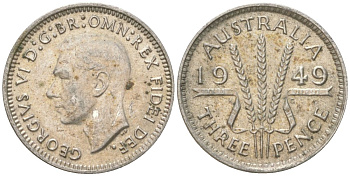 Австралия 3 пенса 1949 Георг V (1936-1952) KM 44 серебро 4621-1211