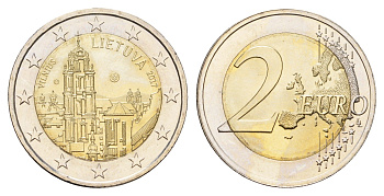 Литва 2 евро 2017 Вильнюс KM 228 биметалл UNC 4670-1016