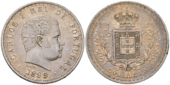 Португалия 500 реалов 1899 Карлуш I (1889-1908) KM 535 серебро 272-512