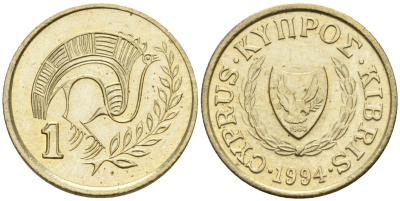 Кипр 1 цент 1994 KM 53.3 никель латунь 4174-1155