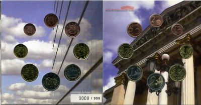 Финляндия евронабор из 8 монет 2007 5 лет евро, официальный набор в оригинальном буклете UNC 5-6-2-21