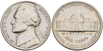 США 5 ЦЕНТОВ 1979 D ДЖЕФФЕРСОН KM A192 медно-никель 190-127