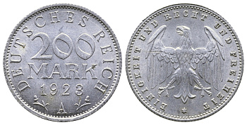 ГЕРМАНИЯ 200 МАРОК 1923 A KM 35, J. 304 алюминий 4380-424