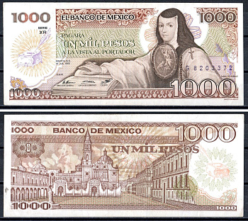 Мексика 1000 песо 1985 Pick 85 бумага 402-61-2-1