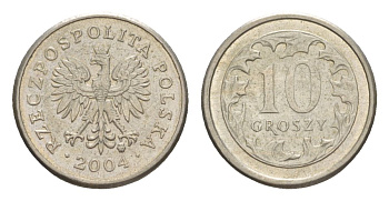 Польша 10 грошей 2004 Y 279 медно-никель 4625-744