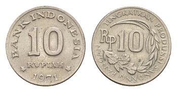 Индонезия 10 рупий 1971 KM 33 медно-никель UNC 4618-1264