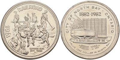 Канада жетон 1982 Souvenir dollar, серия 100 лет Онтарио (1882-1982), железная дорога никель 4590-912