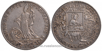 Австрия, Зальцбург 1 талер 1758 Зигмунд фон Шраттенбах (1753-1771), святой Руперт Dav. 1250, Zottl 2972 серебро 00-806-14