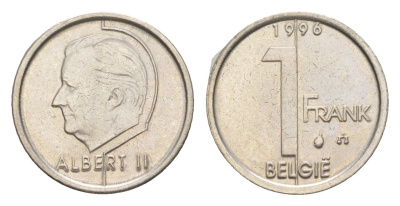 Бельгия 1 франк 1996 Belgie, Альберт II KM 188 сталь плакированная никелем 4173-635